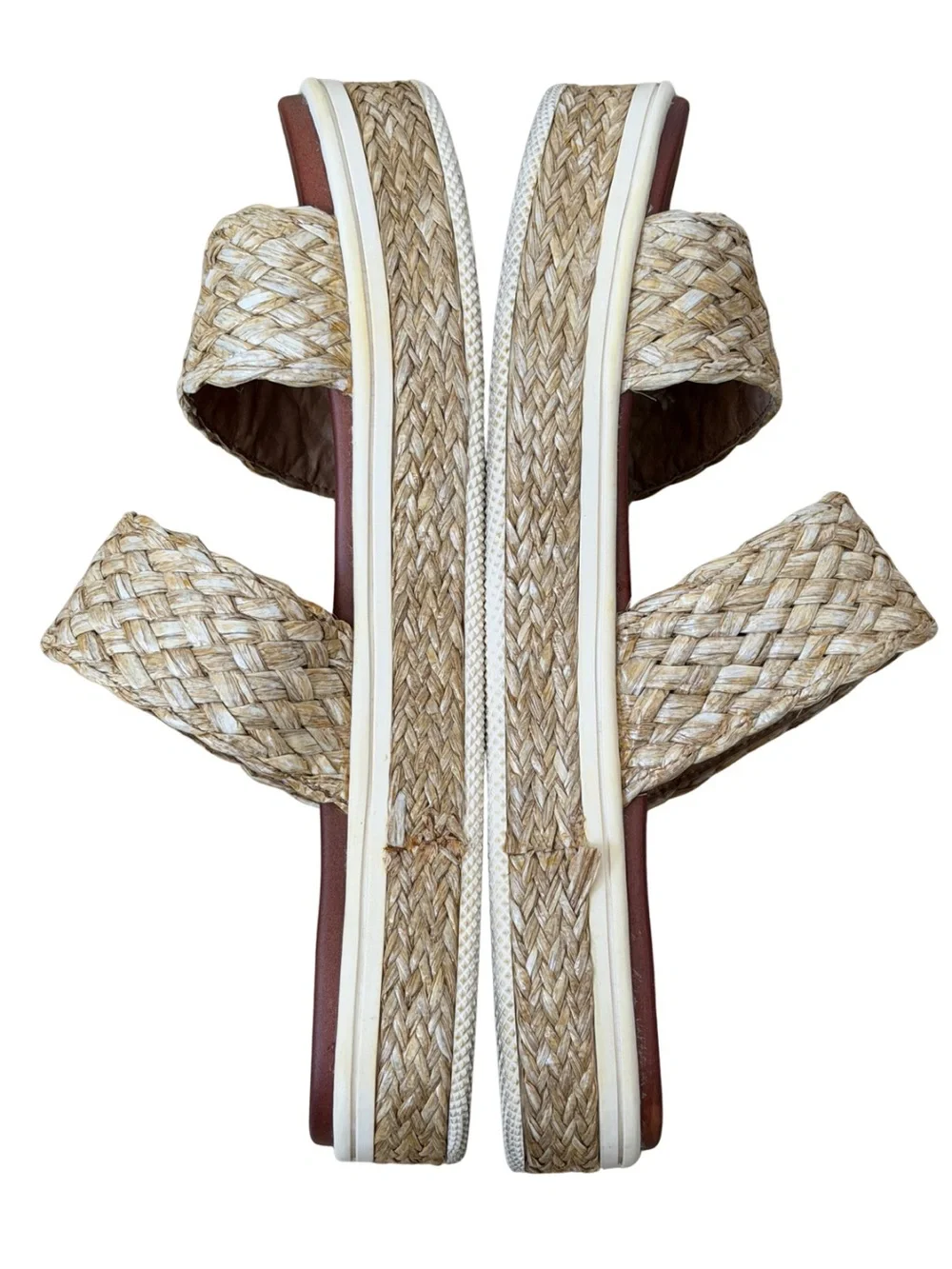 MIA Cami Raffia Platform Slip On Sandals Natural Woven Size 9